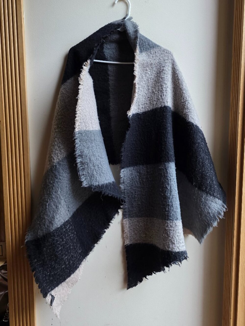 Express Black/Gray/Beige Knitted Shawl One Size